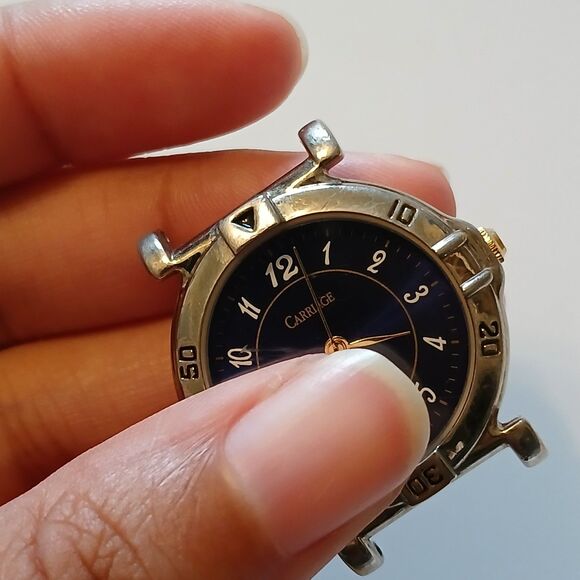 Vtg Carriage By Timex Women's Silver Blue Dial Quartz Watch Case - Corrosion - Picture 12 of 13